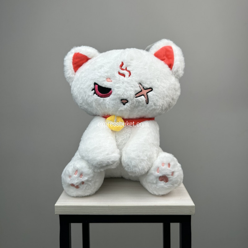 Кот сидяий Бэд, белый, 30см